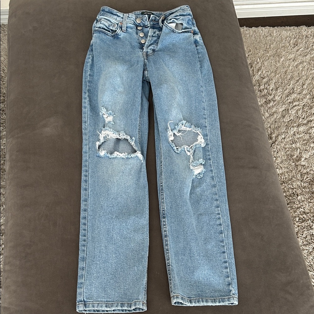 Wild Fable Light Blue Distressed Straight Leg Jeans